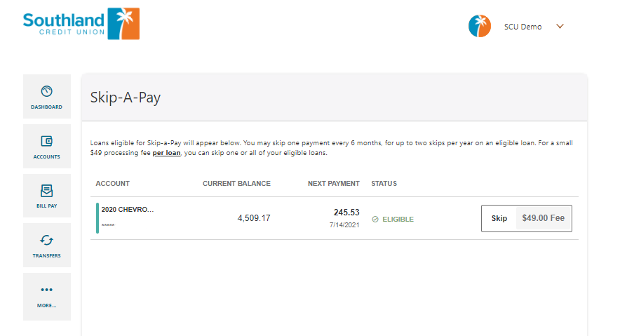 Digital Banking: Skip-a-Pay